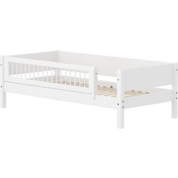 WHITE Einzelbett mit Absturzsicherung & Querstreben - weiß