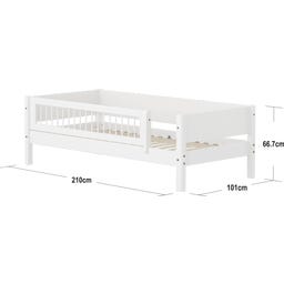 WHITE Einzelbett mit Absturzsicherung & Querstreben - weiß