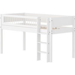 WHITE Hochbett 120 cm mit Leiter und Absturzsicherung & Querstreben - weiß