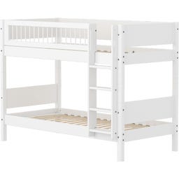 WHITE Etagenbett 154 cm mit Leiter und Absturzsicherung & Querstreben - weiß