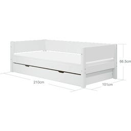 Flexa WHITE Einzelbett mit Ausziehbett - weiß