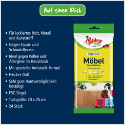POLIBOY Möbel Feuchttücher Clever Care - 24 Stück