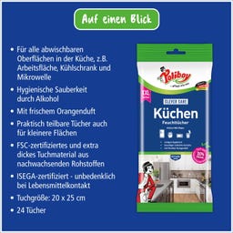 POLIBOY Küchen Feuchttücher XXL Clever Care - 24 Stück