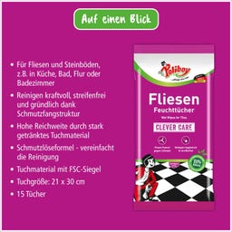 POLIBOY Fliesen Feuchttücher Clever Care - 15 Stück