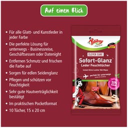 POLIBOY Sofort-Glanz Leder Feuchttücher - 10 Stück