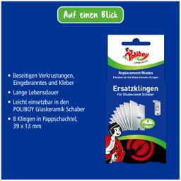POLIBOY Ersatzklingen für Glaskeramik Schaber - 8 Stück