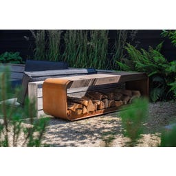 FORNO Range-Bûches en Acier Corten SERRA Seat - 150 x 40 x 45 cm