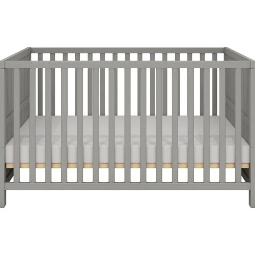 LUNA Baby Bed, 140 x 70 cm with Grooved Head and Foot Boards, Grey - 1 piece