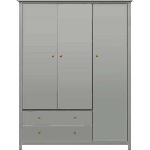 LUNA Wardrobe with 3 Doors and 2 Drawers, Grey