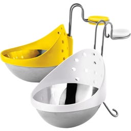 Cuociuova in Camicia in Acciaio Inox - Giallo/Bianco, Set da 2 - 1 set