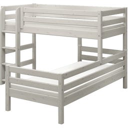 CLASSIC Etagenbett 143 cm mit Leiter und Absturzsicherung - Weiß lasiert