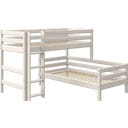 CLASSIC Etagenbett 143 cm mit Leiter und Absturzsicherung - Weiß lasiert