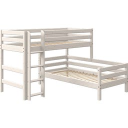 CLASSIC Etagenbett 143 cm mit Leiter und Absturzsicherung - Weiß lasiert