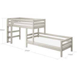CLASSIC Etagenbett 143 cm mit Leiter und Absturzsicherung - Weiß lasiert
