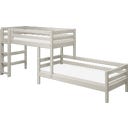 CLASSIC Etagenbett 143 cm mit Leiter und Absturzsicherung - Weiß lasiert