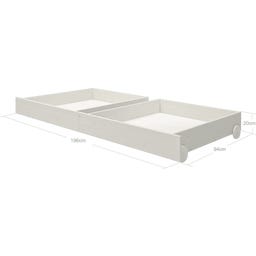 CLASSIC 2 Schubladen für Einzel- und Etagenbett 200 cm - Weiß lasiert