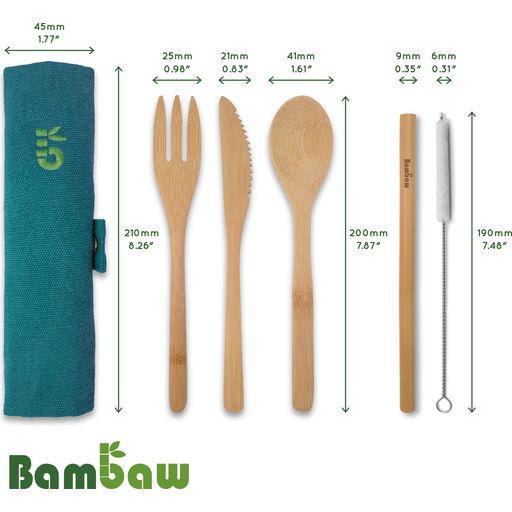 Bambaw Bestick-set Bambus - Lagunen