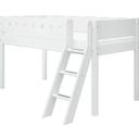 WHITE Mid-High Bed with Inclined Ladder, 90 x 200 cm - 