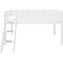 WHITE Mid-High Bed with Inclined Ladder, 90 x 200 cm - 
