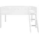 WHITE Mid-High Bed with Inclined Ladder, 90 x 200 cm - 