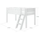 WHITE Mid-High Bed with Inclined Ladder, 90 x 200 cm - 
