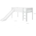 WHITE Mid-High Bed with Slide and Vertical Ladder, 90 x 200 cm - 