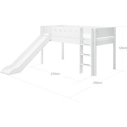 WHITE Mid-High Bed with Slide and Vertical Ladder, 90 x 200 cm - 
