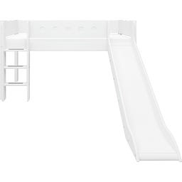WHITE Mid-High Bed with Slide and Vertical Ladder, 90 x 200 cm - 