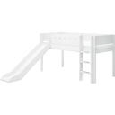 WHITE Mid-High Bed with Slide and Vertical Ladder, 90 x 200 cm - 