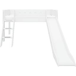 WHITE Mid-High Bed with Slide and Inclined Ladder, 90 x 200 cm - 