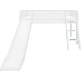 WHITE Mid-High Bed with Slide and Inclined Ladder, 90 x 200 cm