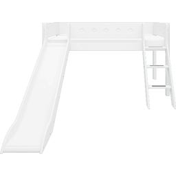 WHITE Mid-High Bed with Slide and Inclined Ladder, 90 x 200 cm - 