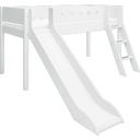 WHITE Mid-High Bed with Slide and Inclined Ladder, 90 x 200 cm - 