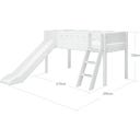 WHITE Mid-High Bed with Slide and Inclined Ladder, 90 x 200 cm - 