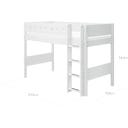 Halbhohes Bett WHITE mit senkrechter Leiter - Weiß