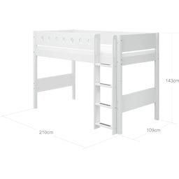 Halbhohes Bett WHITE mit senkrechter Leiter - Weiß