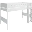 Halbhohes Bett WHITE mit senkrechter Leiter - Weiß