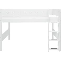 Halbhohes Bett WHITE mit senkrechter Leiter - Weiß