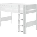 Halbhohes Bett WHITE mit senkrechter Leiter - Weiß