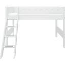 WHITE Mid-High Bed with Inclined Ladder, 90 x 200 cm - 