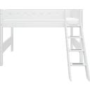WHITE Mid-High Bed with Inclined Ladder, 90 x 200 cm - 