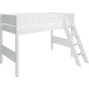 WHITE Mid-High Bed with Inclined Ladder, 90 x 200 cm - 