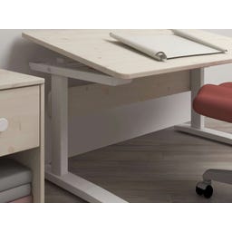 Flexa STUDY Height Adjustable Desk - White Glazed Pine / White