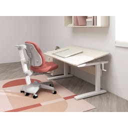 Flexa STUDY Height Adjustable Desk - White Glazed Pine / White