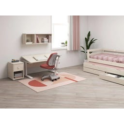 Flexa STUDY Height Adjustable Desk - White Glazed Pine / White