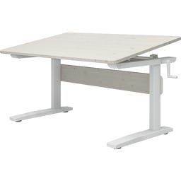 Flexa STUDY Height Adjustable Desk - White Glazed Pine / White