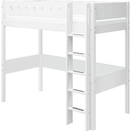 WHITE High Bed with Vertical Ladder, 90 x 200 cm - White