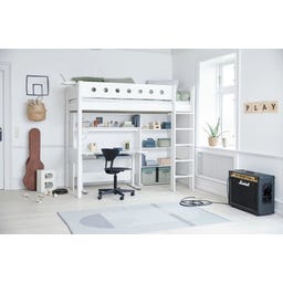 WHITE High Bed with Vertical Ladder, 90 x 200 cm - White