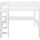 WHITE High Bed with Vertical Ladder, 90 x 200 cm - White