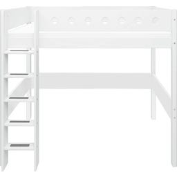 WHITE High Bed with Vertical Ladder, 90 x 200 cm - White